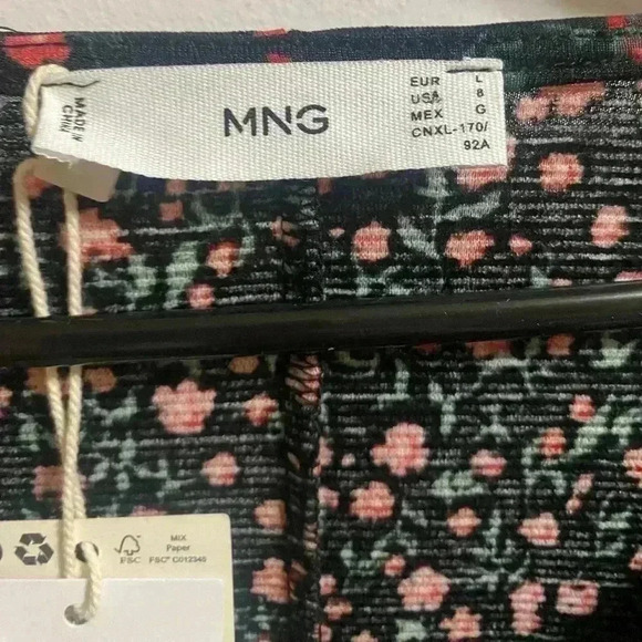 Mango Rose Pattern Ruffle Sleeve Dress Size Large - Picture 5 of 7